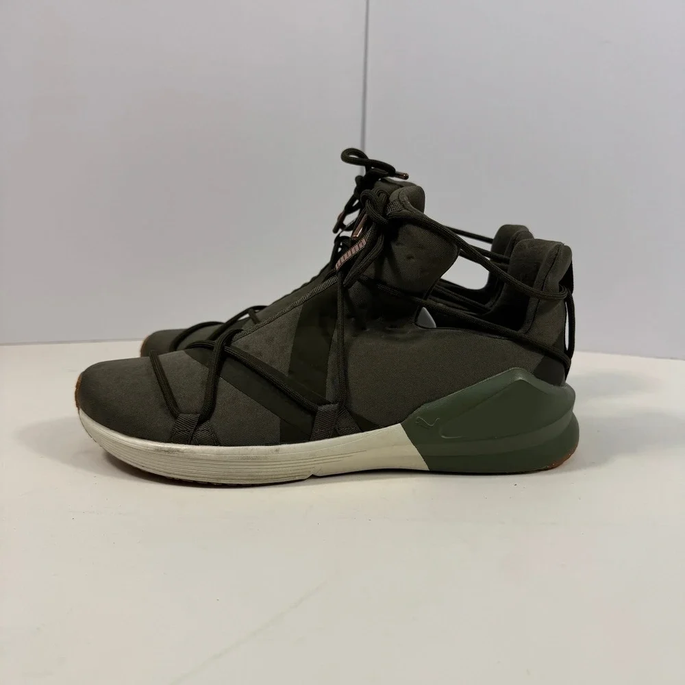 Puma Women's‎ High Top Sneakers Olive Green Wrap Lace Casual Shoes Size 8.5